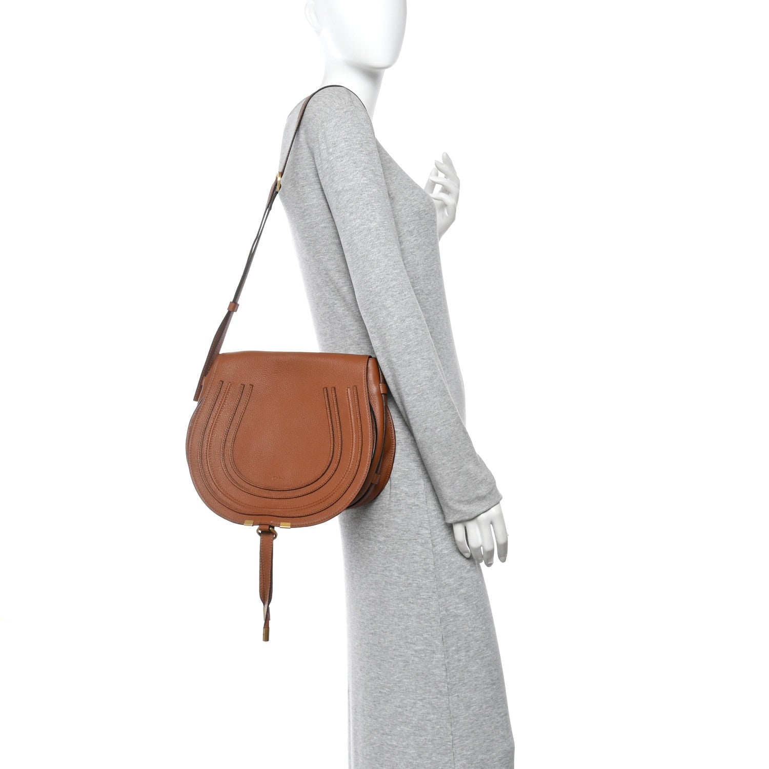 Chloe Calfskin Medium Marcie Round Crossbody Bag Tan 2 of 13