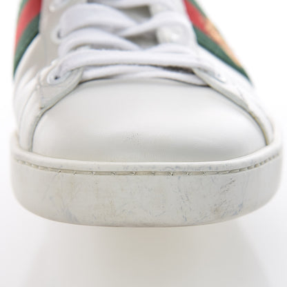 Gucci Calfskin Ayers Bee Embroidered Ace Sneakers 38.5 White Green 11 of 27