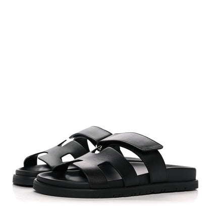Hermes Calfskin Womens Chypre Sandals 35 Black 3 of 9