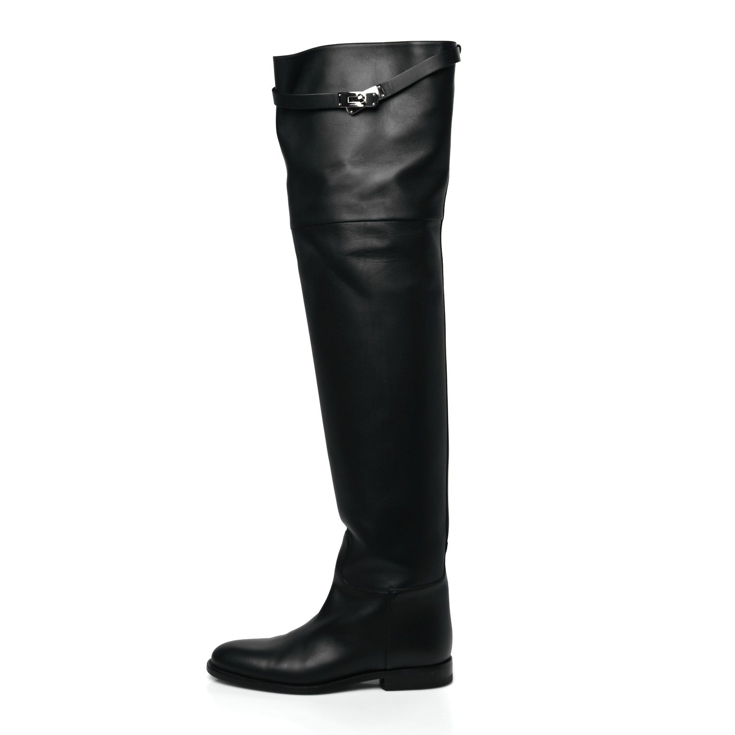 Hermes Calfskin High Boots 38 Black 1 of 8