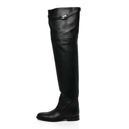Hermes Calfskin High Boots 38 Black 1 of 8