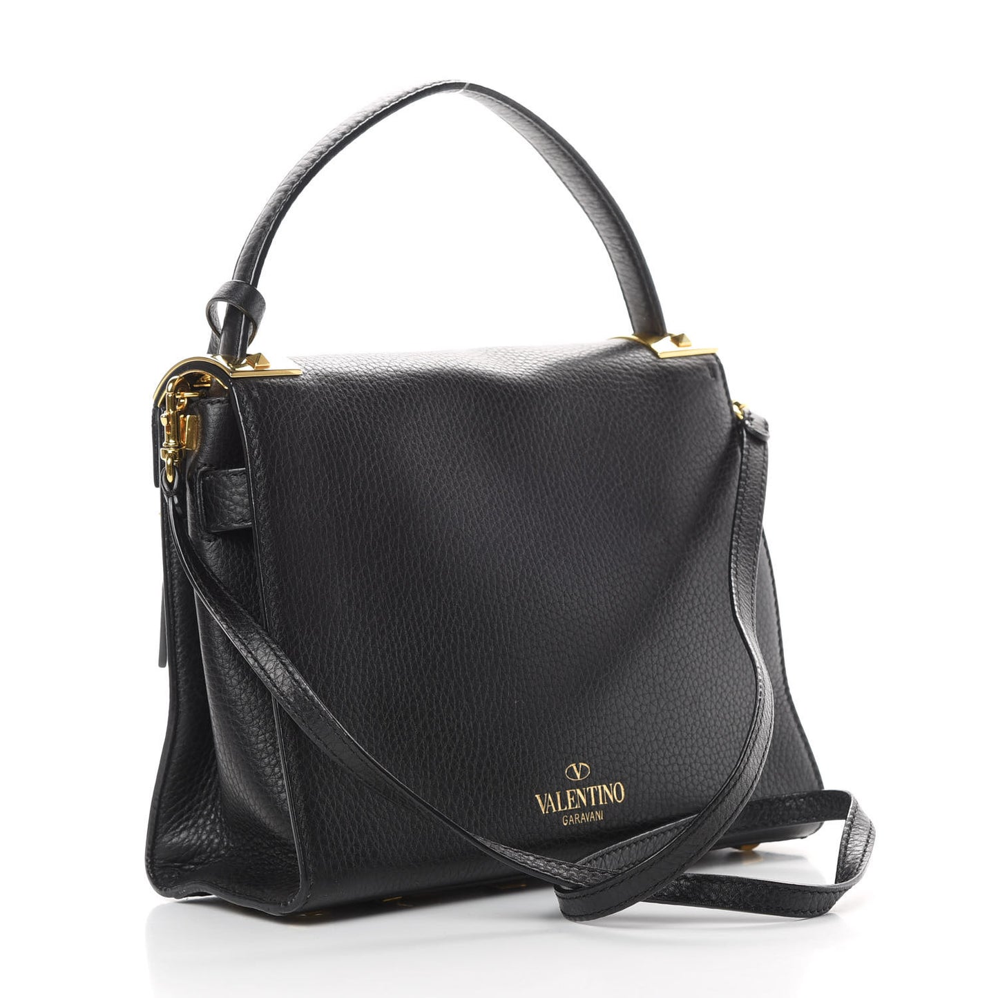 Grainy Calfskin Small My Rockstud Frame Bag Black