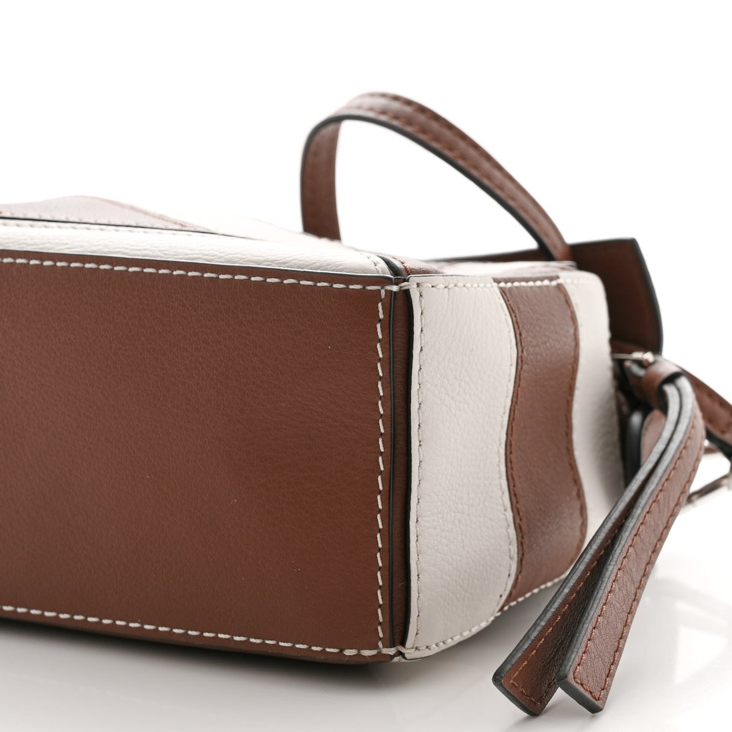 Calfskin Rugby Mini Puzzle Bag Brunette Soft White