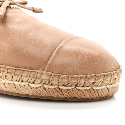 Prada Nappa Logo Cap Toe 20mm Espadrilles 38.5 Beige 14 of 14