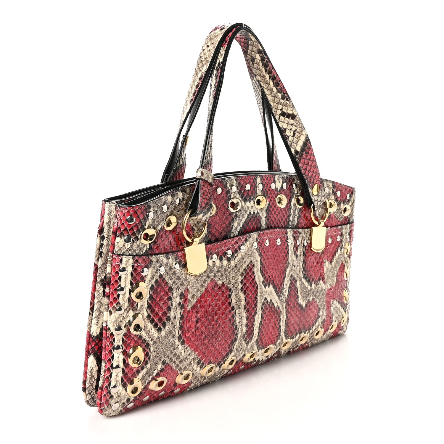 Gucci Snakeskin Large Arli Top Handle Bag Pink Beige 3 of 11