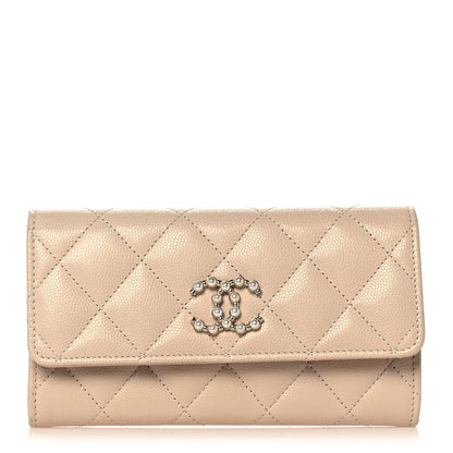 Chanel Caviar Pearl Quilted Coco Candy Wallet Beige 1 of 11