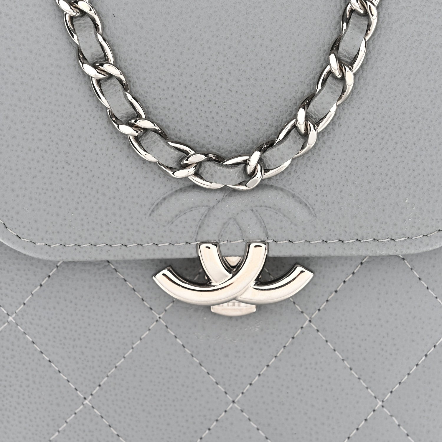Chanel Grained Calfskin Quilted CC Box Clutch With Chain Grey 9 of 11