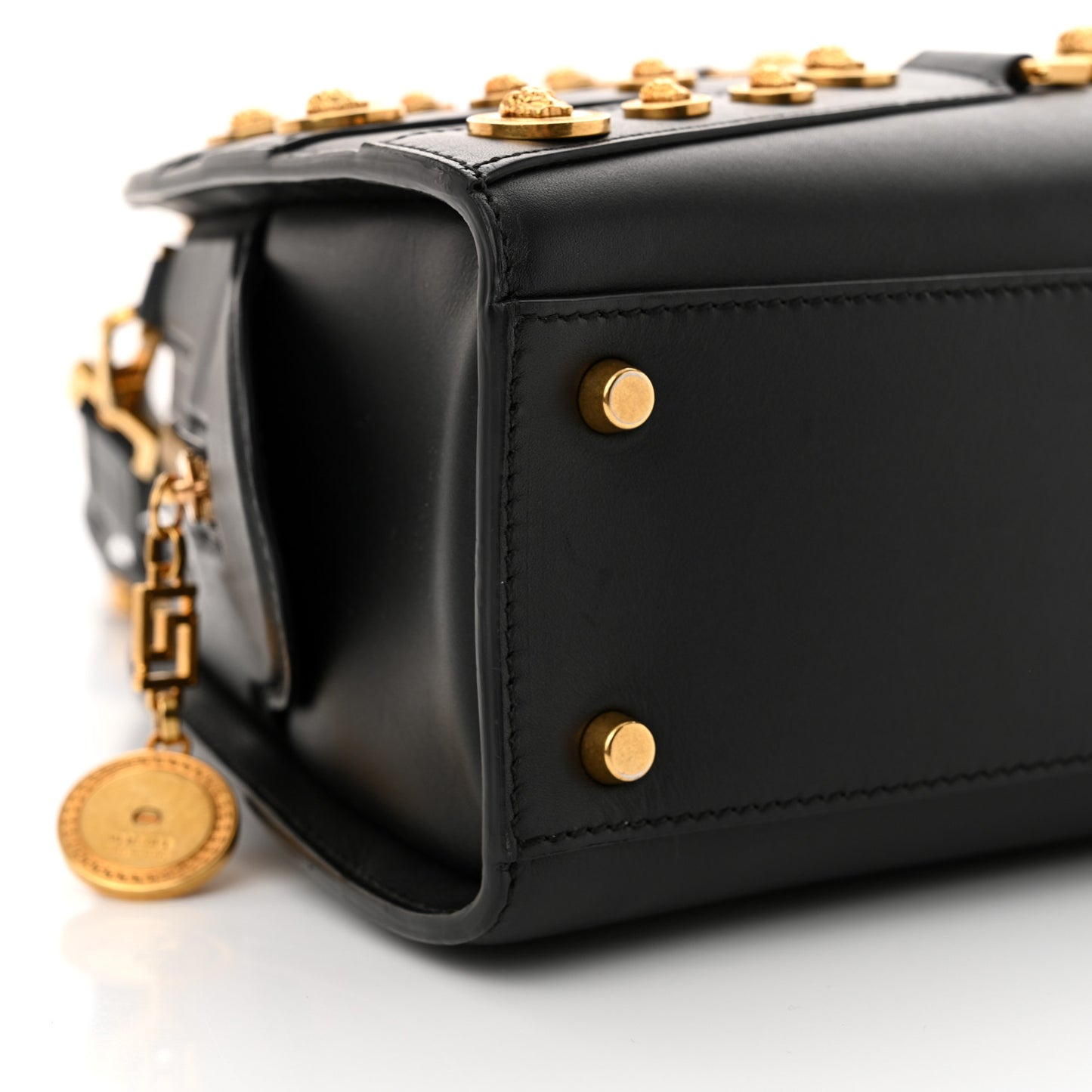 Calfskin Medallion Tribute Bowling Bag Black