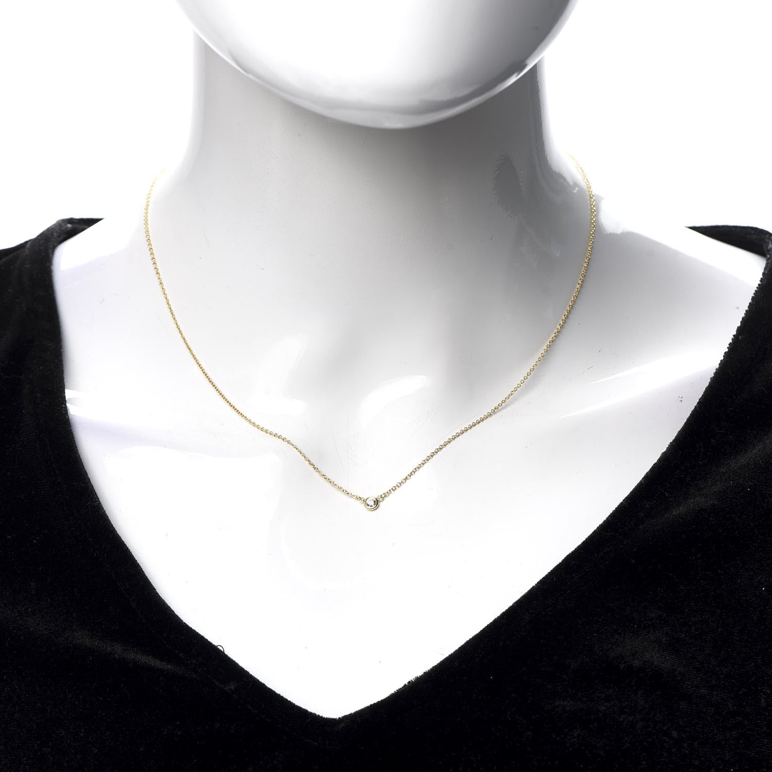 Tiffany 18K Yellow Gold Diamond .09ct Elsa Peretti Diamonds by the Yard Pendant Necklace 2 of 6