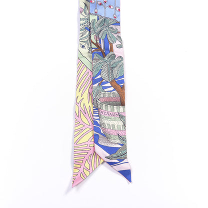 Hermes Silk La Danse Des Amazones Twilly Bleu Roy Vert Jaune 4 of 4