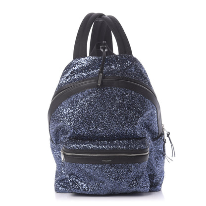 Saint Laurent Glitter Canvas City Backpack Blue 1 of 12