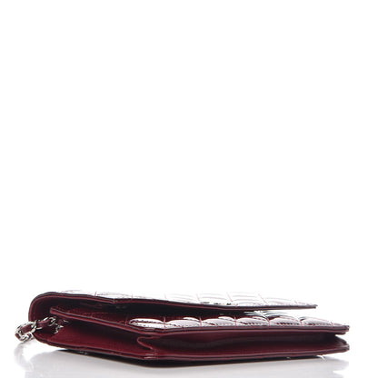 Chanel Patent Quilted Brilliant Wallet On Chain WOC Light Burgundy 4 of 9