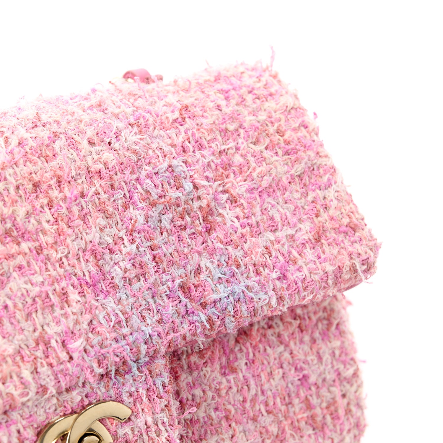 Chanel Tweed Quilted Mini Rectangular Flap Pink Orange White 13 of 15