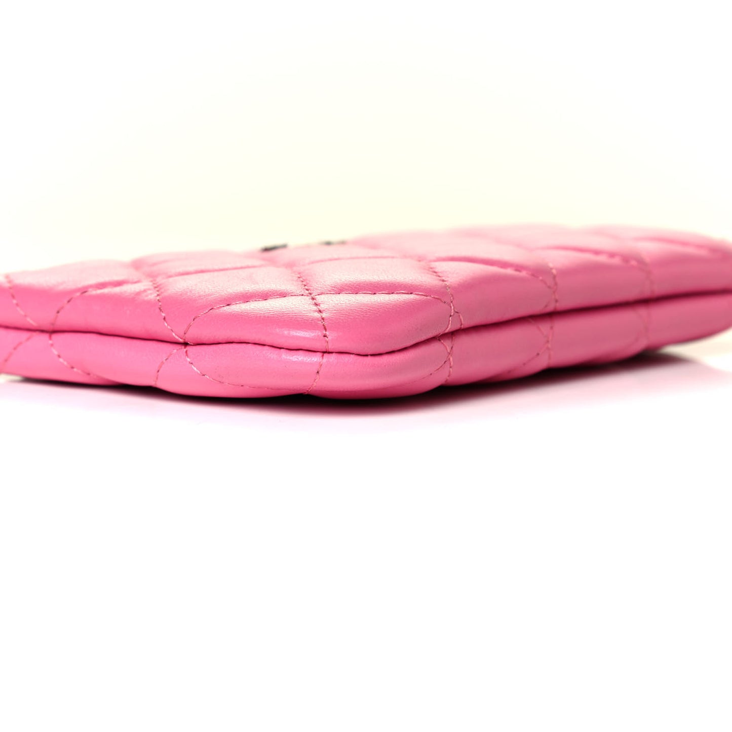 Lambskin Quilted Small Cosmetic Case Pink