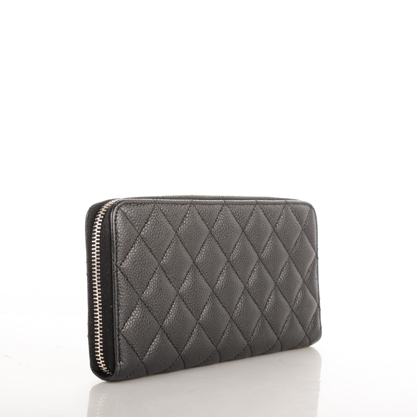 Caviar Quilted Large Gusset Zip Around Wallet Black