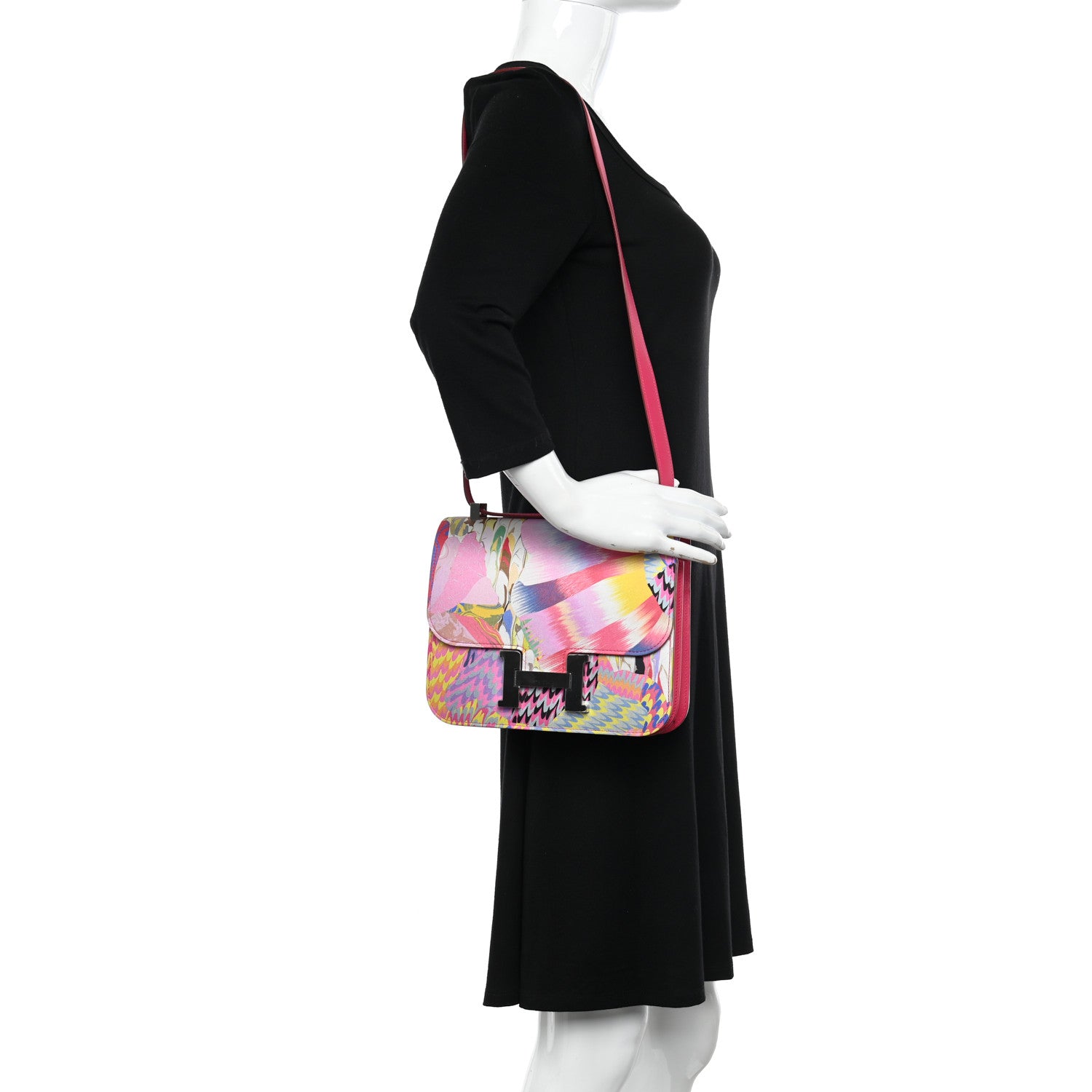 Hermes Swift Silk Marble Printed Constance 24 Rose Azalee Rose Mexico 2 of 10