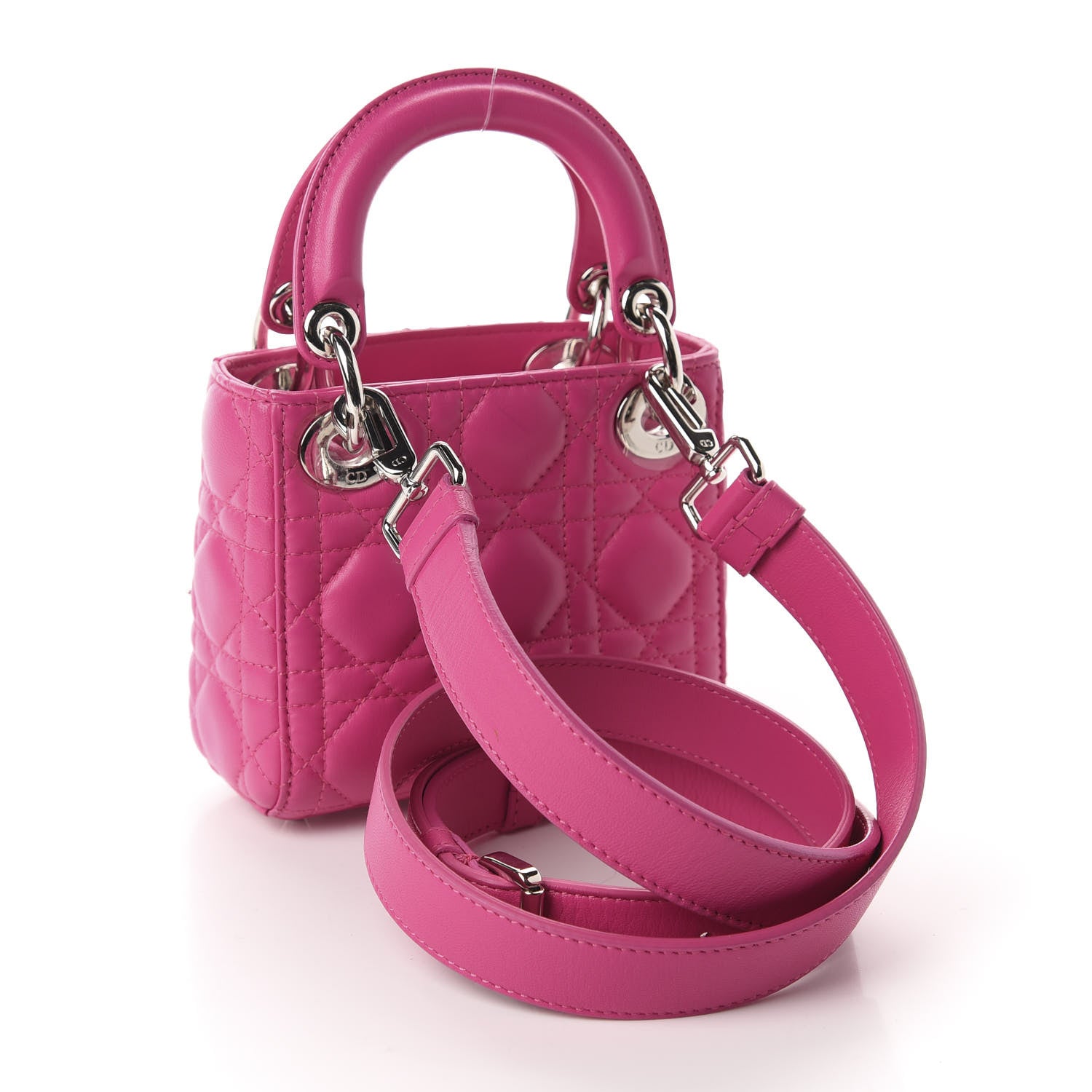 Christian Dior Lambskin Cannage Mini Lady Dior Sorbet 3 of 10