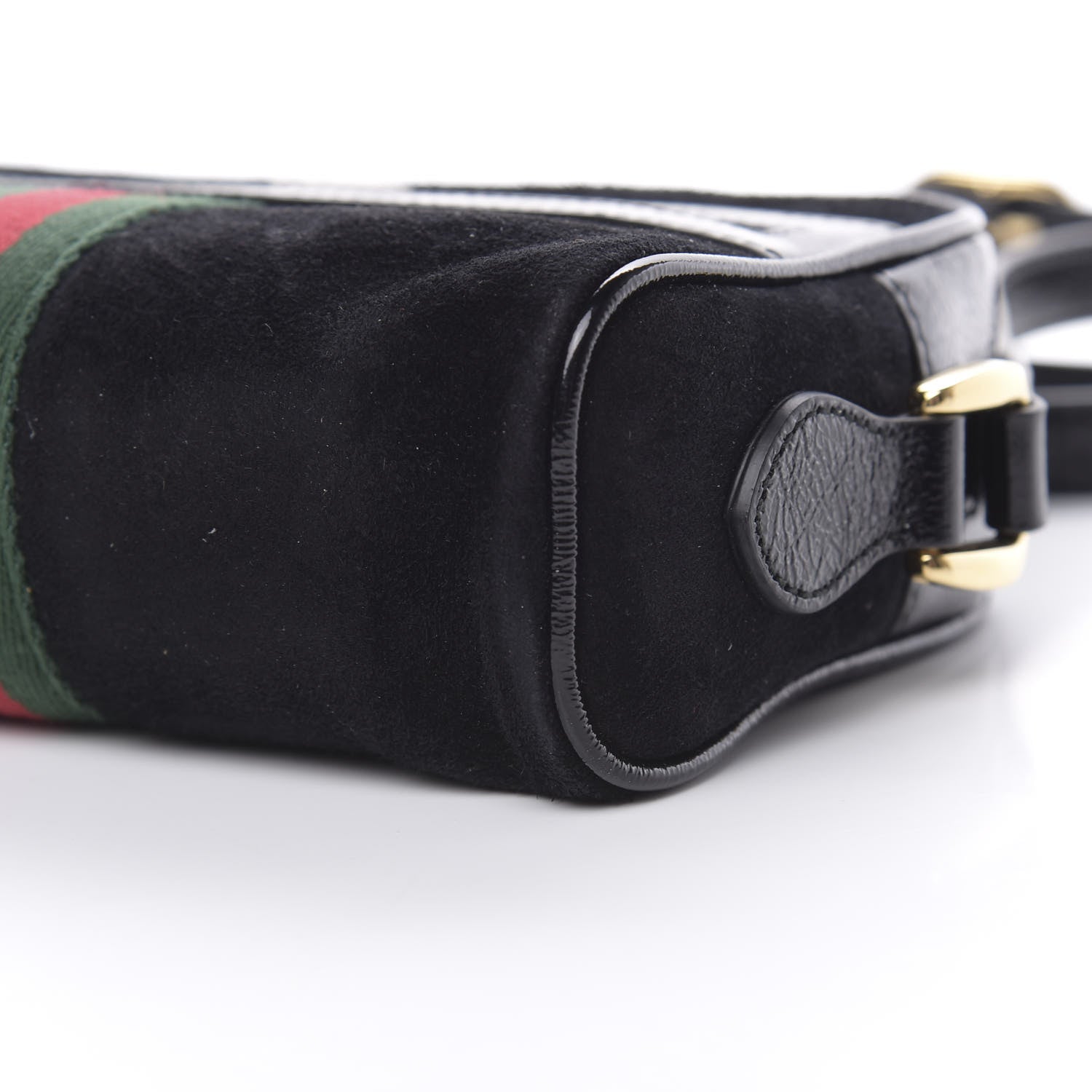 Gucci Suede Patent Web Mini Ophidia Shoulder Bag Black 10 of 11