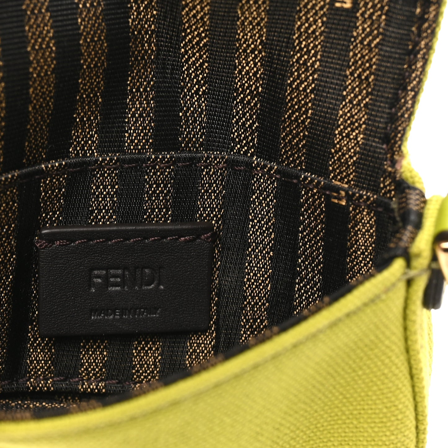 Canvas Vitello King FF Embroidered Nano Maxi Buckle Baguette Charm Wasabi