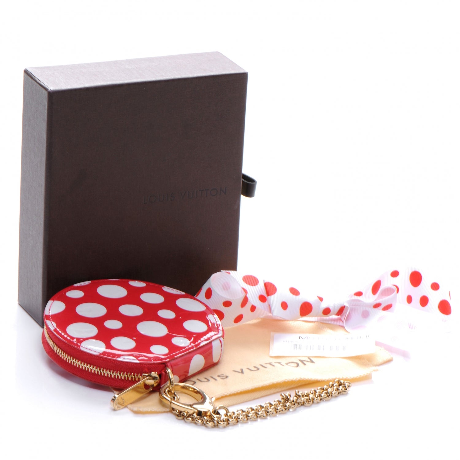 Louis Vuitton Vernis Kusama Infinity Dots Chapeau Coin Purse Red 4 of 7