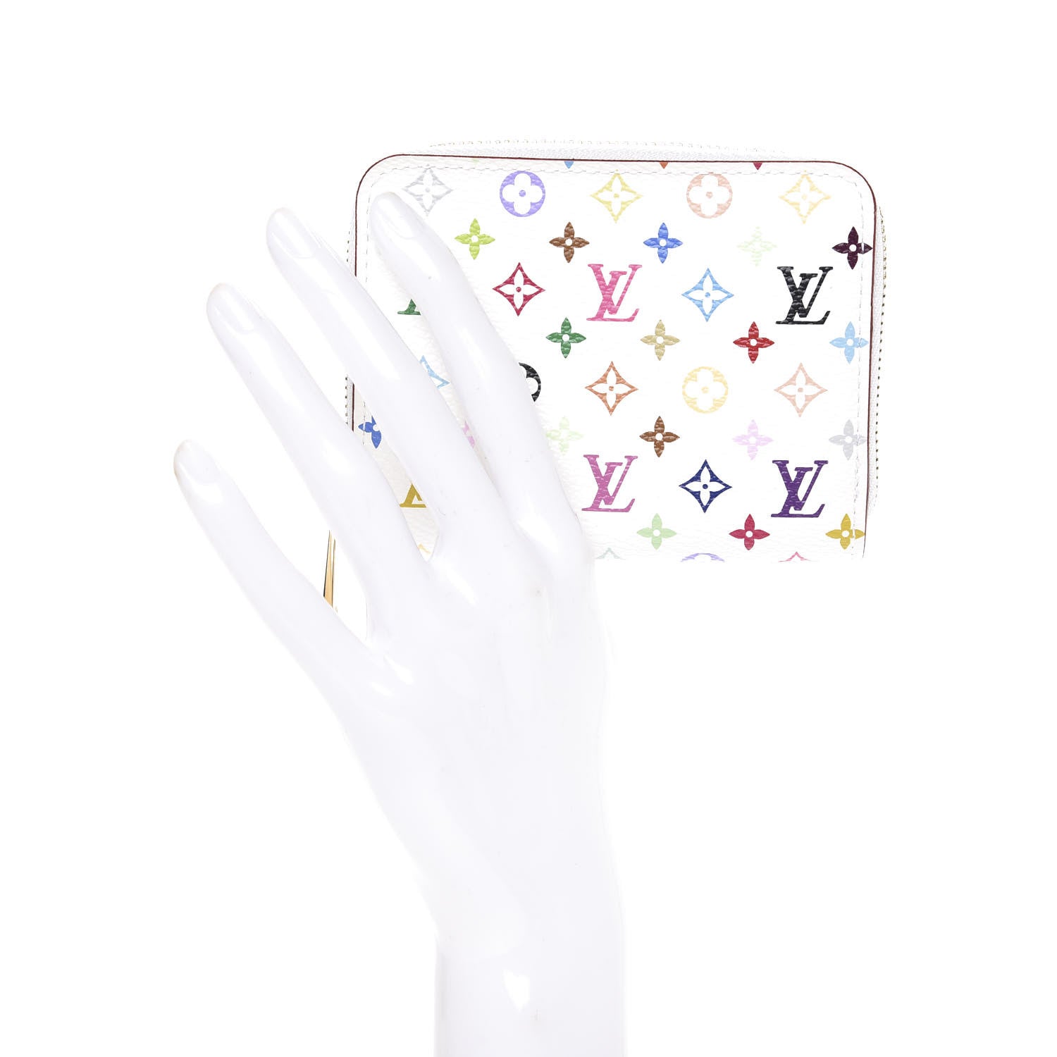 Louis Vuitton Monogram Multicolor Zippy Coin Purse Wallet White Litchi 2 of 6