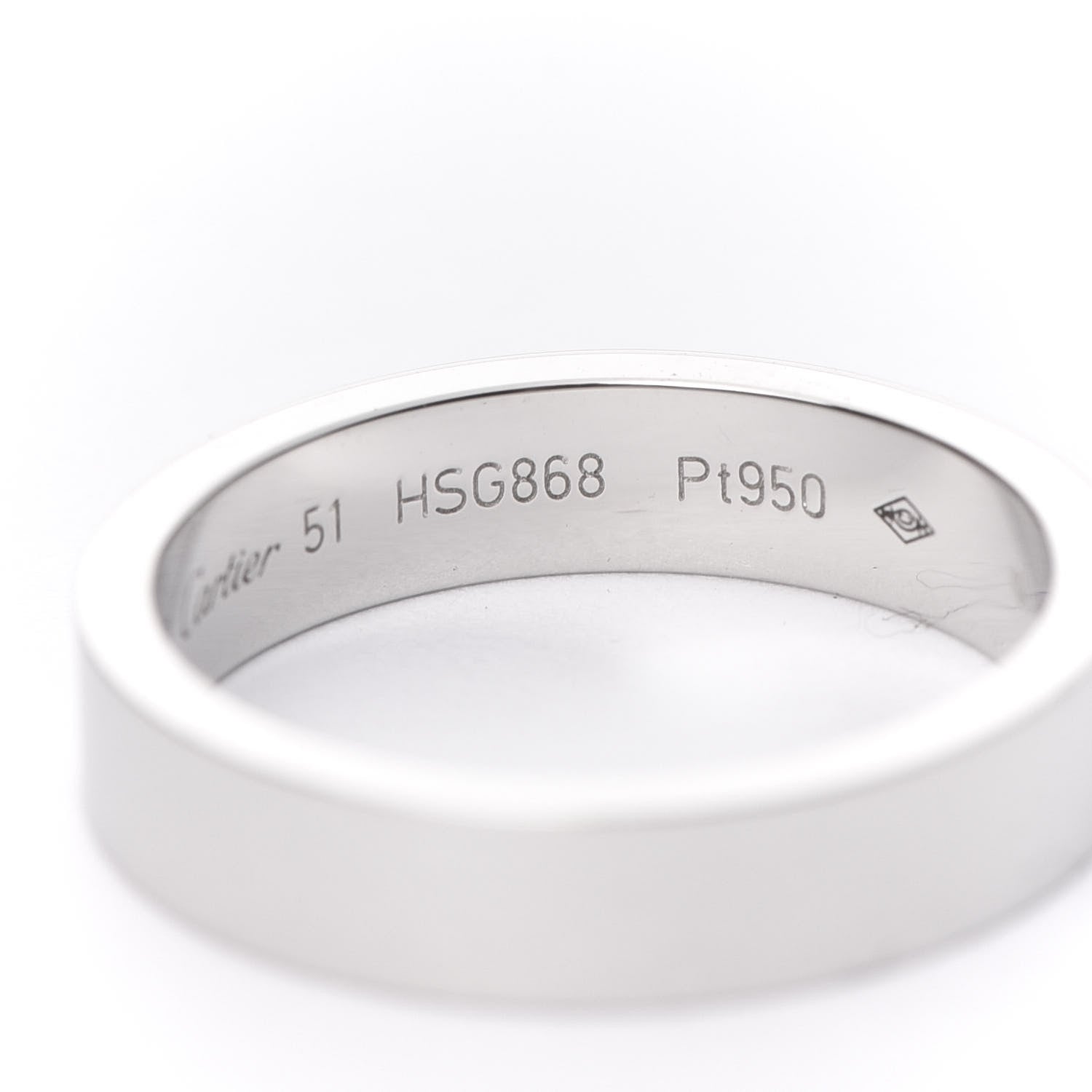 Cartier Platinum 4mm C De Wedding Band Ring 51 5.75 4 of 5