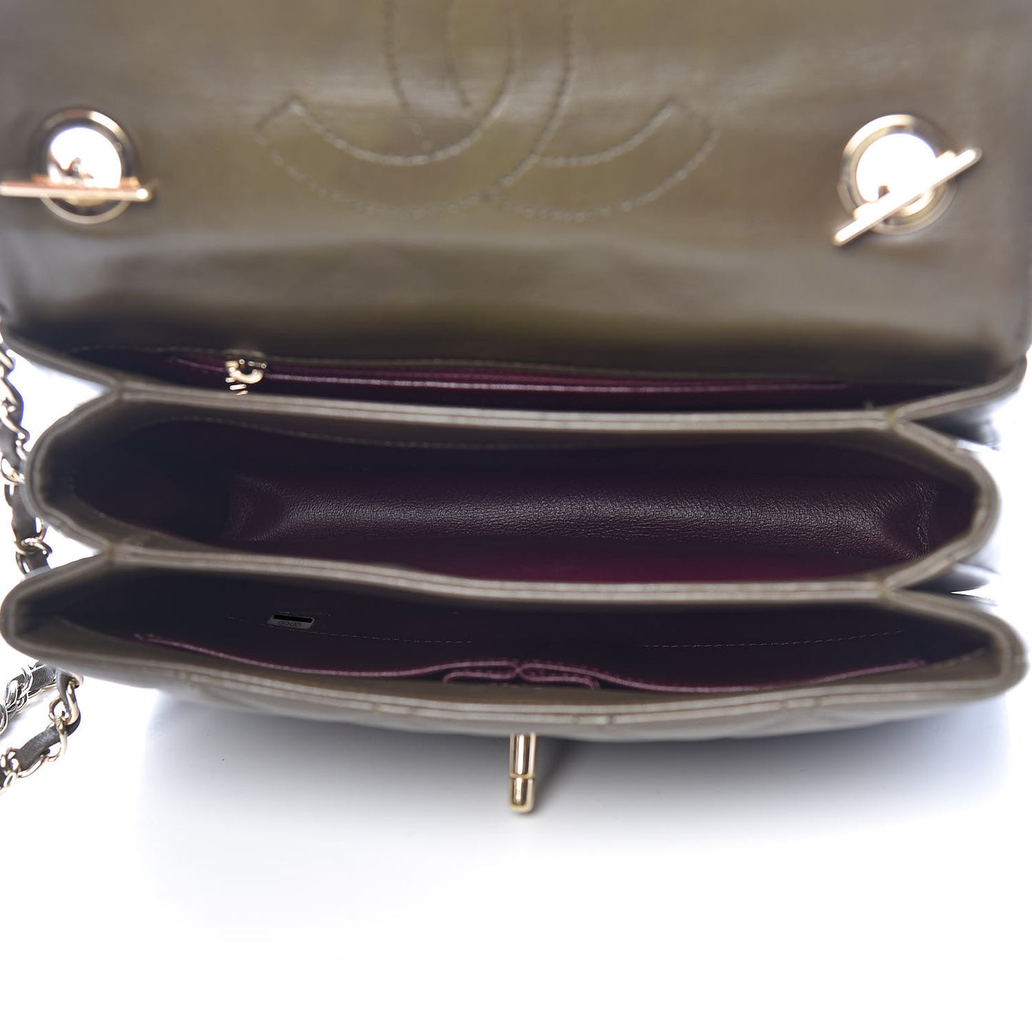 Lambskin Quilted Small Trendy CC Dual Handle Flap Bag Khaki