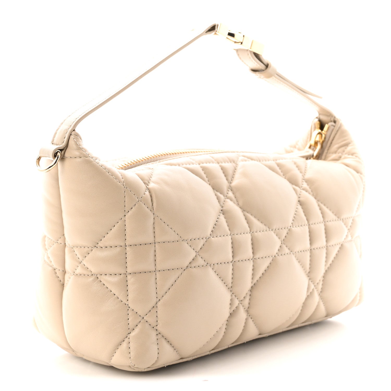 Christian Dior Calfskin Macrocannage Medium Diortravel Nomad Pouch Sand 3 of 10
