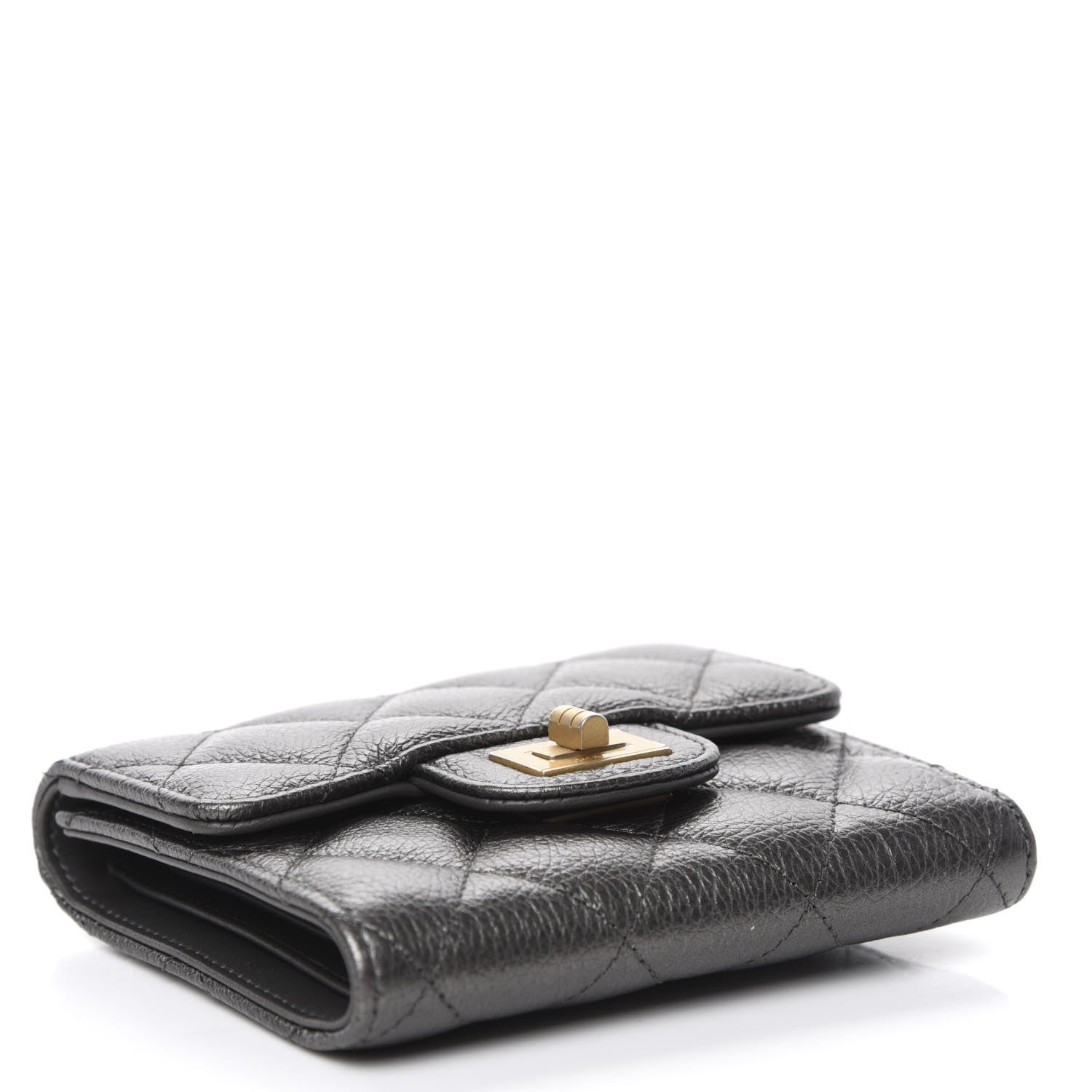 Chanel Metallic Calfskin Quilted Reissue Compact Wallet Grey 4 of 8