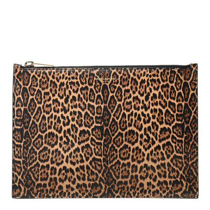 Saint Laurent Calfskin Leopard Printed Medium Zip Clutch 1 of 8