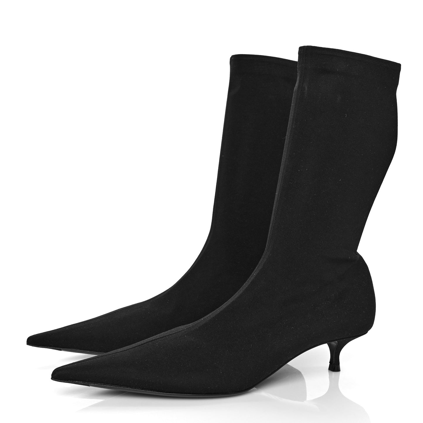 Jersey Crepe Extreme Pointed Toe Knife Booties 37.5 Black
