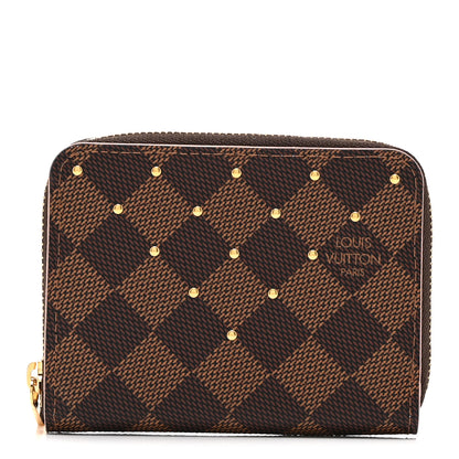 Louis Vuitton Damier Ebene Studded Zippy Coin Purse Rose Ballerine 1 of 8