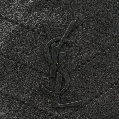 Saint Laurent Pebbled Lambskin Chevron Monogram Small Nolita Black 15 of 15