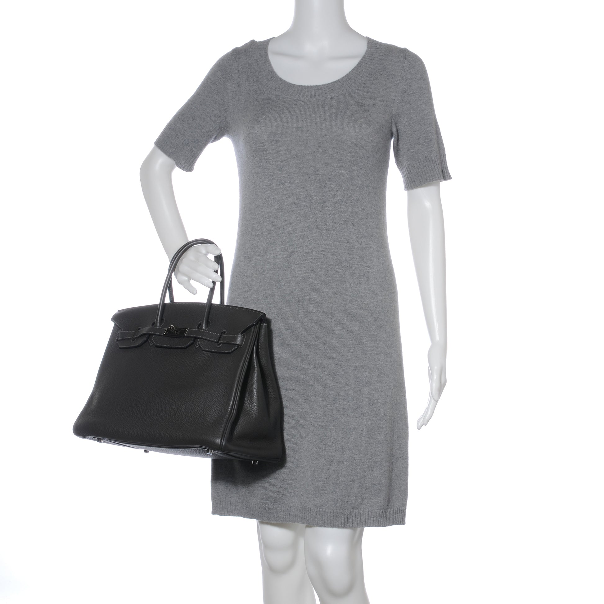 Hermes Taurillon Clemence Bi Color Horseshoe Birkin 35 Graphite Violet 3 of 12