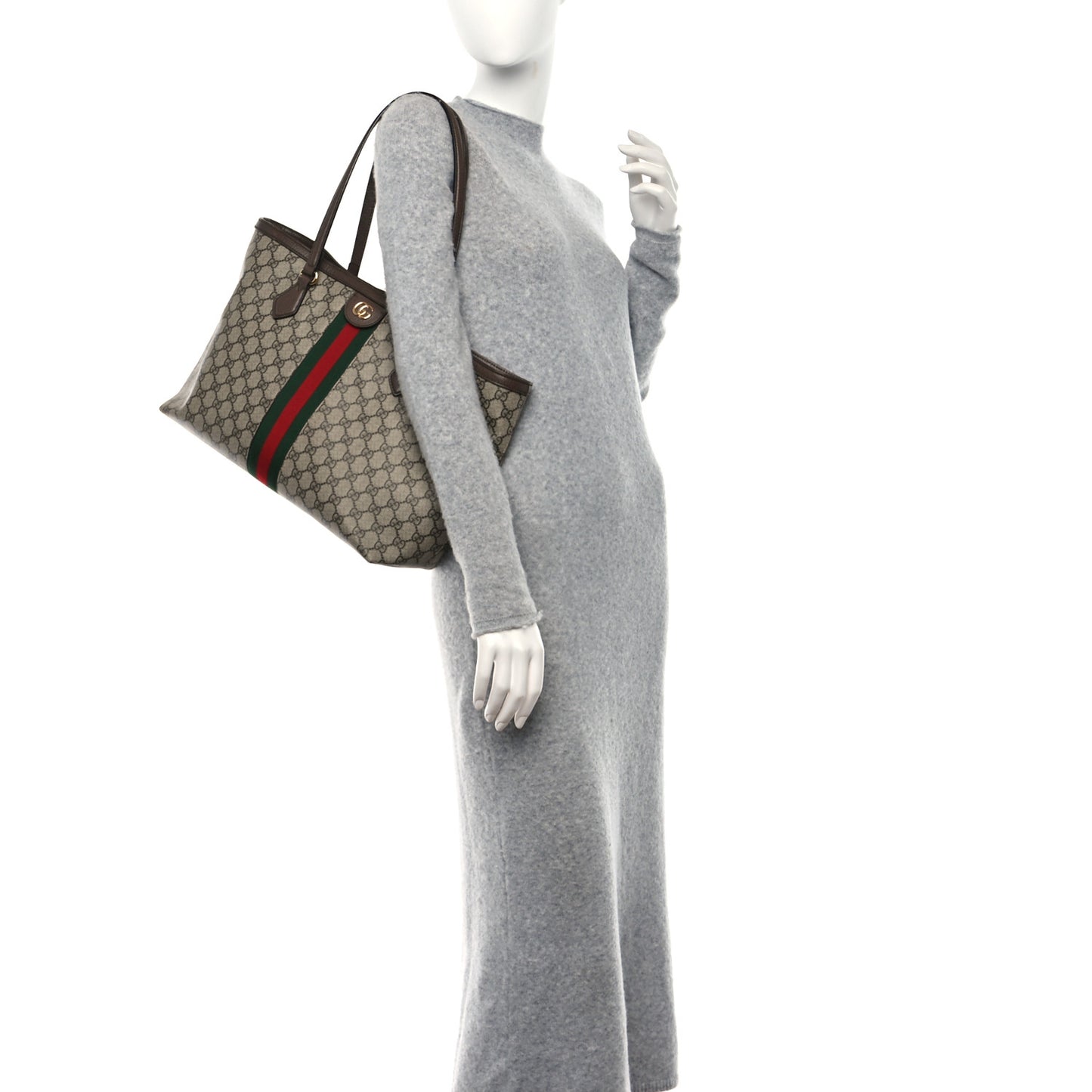 GG Supreme Monogram Medium Ophidia Shopping Tote Brown