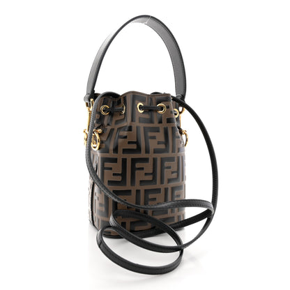 Fendi Vitello Liberty F is Fendi Bi-Color FF 1974 Embossed Mini Mon Tresor Bucket Bag Maya Black 3 of 11