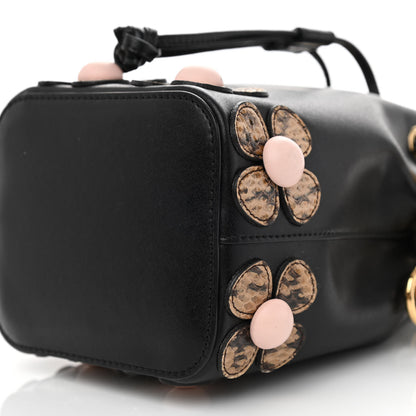 Fendi Vitello Liberty Elaphe F is Fendi Floral Embroidered Mini Mon Tresor Bucket Bag Black Nocciola 8 of 9