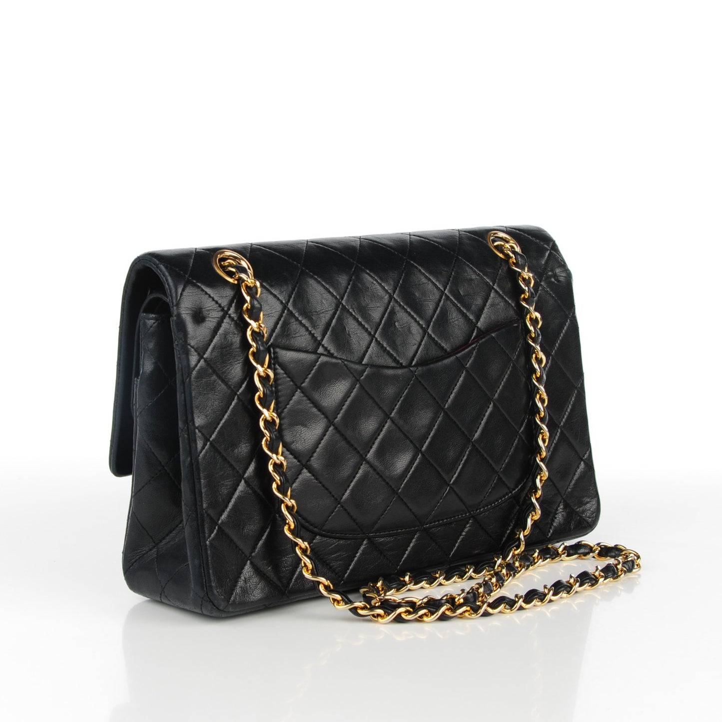 Lambskin Quilted Medium Double Flap Black