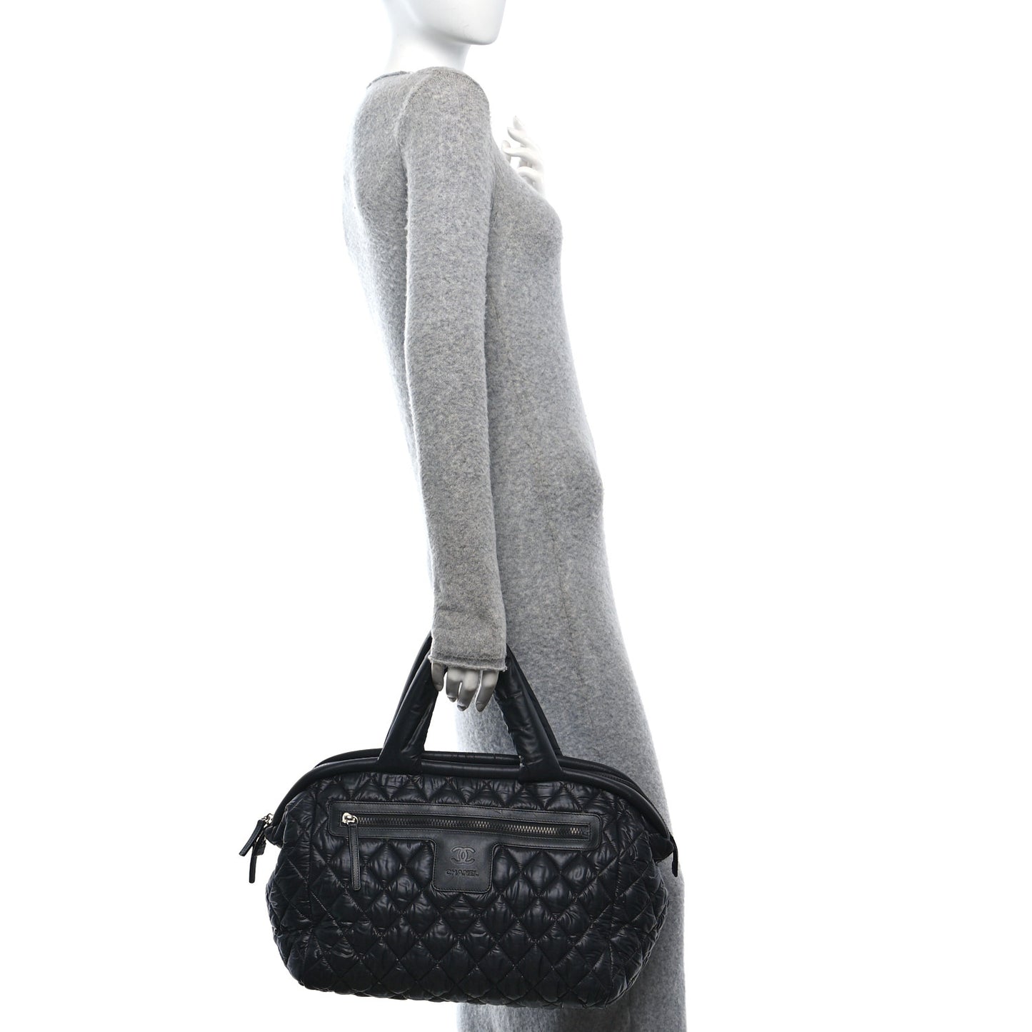 Nylon Quilted Large Coco Cocoon Tote Black