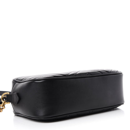Gucci Calfskin Matelasse Small GG Marmont Chain Shoulder Bag Black 4 of 10