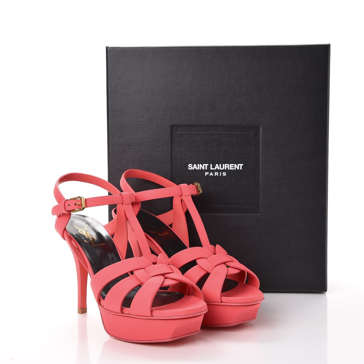 Grained Calfskin Tribute 75 Platform Sandals 37 Rose Clair