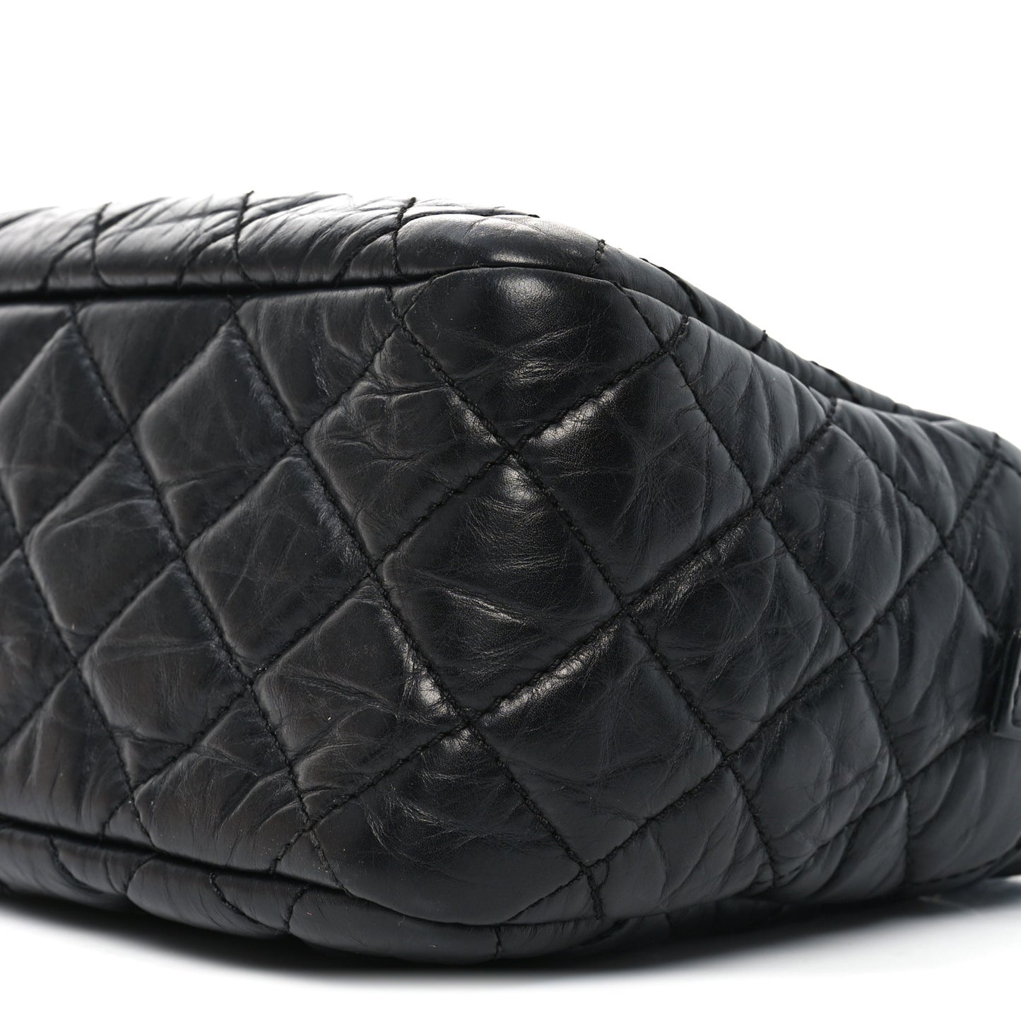 Aged Calfskin Quilted Medium Reissue Camera Case Black