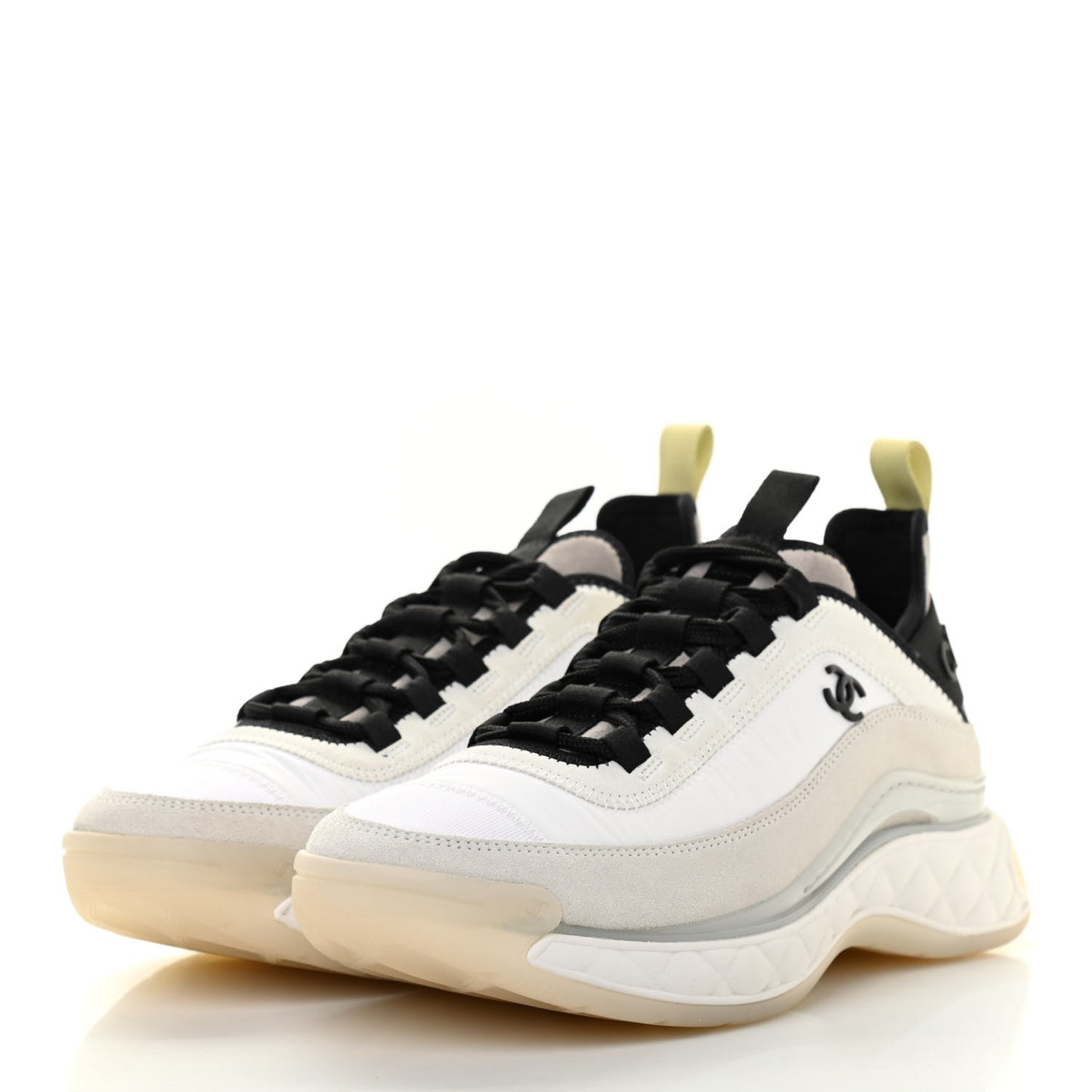 Velvet Calfskin Mixed Fibers CC Sneakers 39 Ivory Black