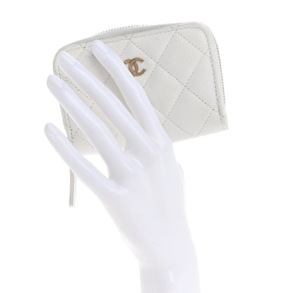 Chanel Caviar Quilted Zip Coin Purse White 2 of 11
