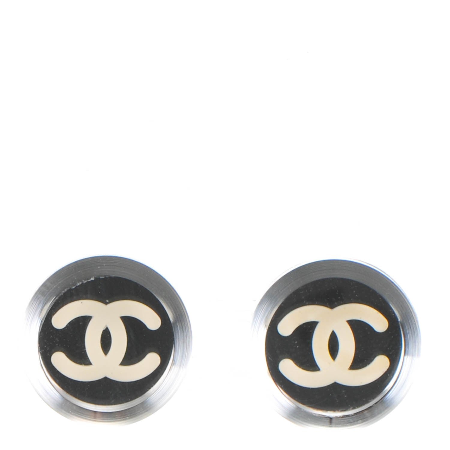 Chanel Mirror Resin CC Earrings Silver 1 of 5