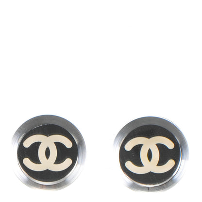 Chanel Mirror Resin CC Earrings Silver 1 of 5