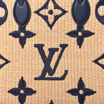 Louis Vuitton Raffia Calfskin Monogram Giant Onthego MM Blue 10 of 10