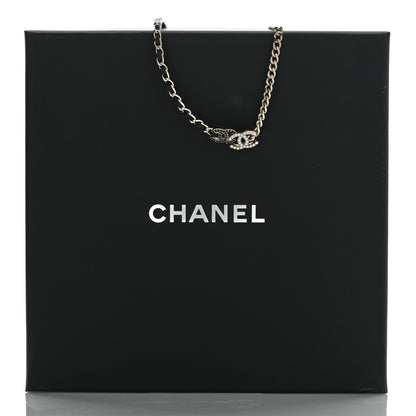 Chanel Metal Calfskin Crystal Double CC Short Necklace Black Gold 5 of 5
