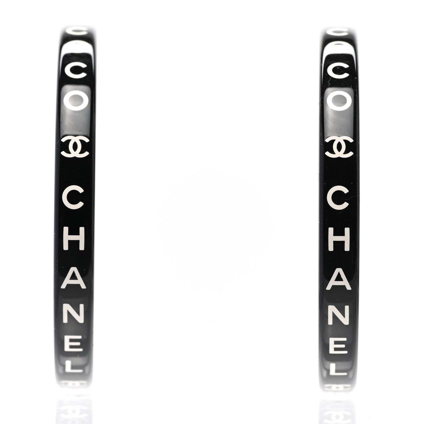 Resin Logo Hoop Earrings Black White