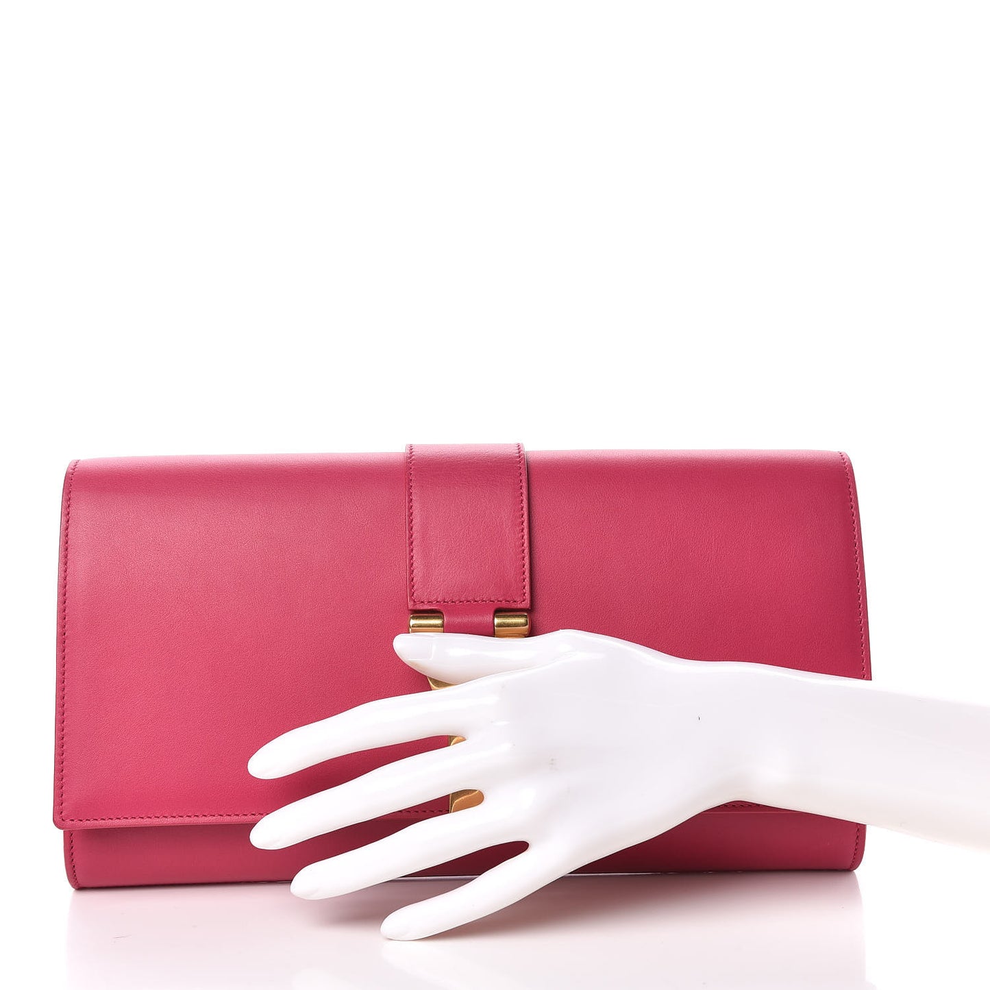 Calfskin Classic Y Ligne Clutch Fuchsia